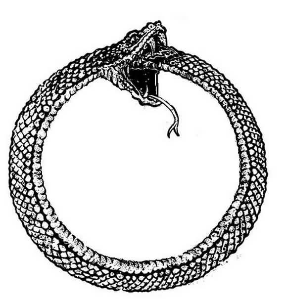 The snake biting his own tail which represents the never-ending beginning